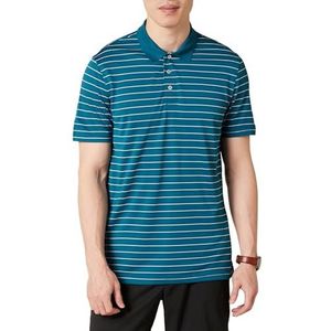Amazon Essentials Heren Slim-Fit Sneldrogend Golf Poloshirt, Blauw Wit Mini Streep, Large