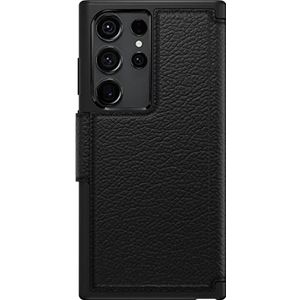 OtterBox Strada-hoesje voor Samsung Galaxy S23 Ultra, schokbestendig, valbestendig, lederen folio met kaarthouder, 3x getest volgens militaire standaard, Zwart, Geen Retailverpakking