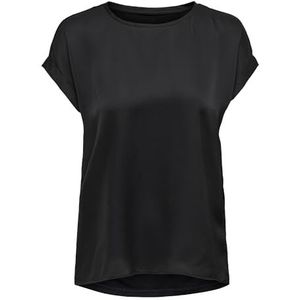 ONLY Dames Onllieke S/S Satin Mix Top WVN Noos blouse met korte mouwen, zwart, XS