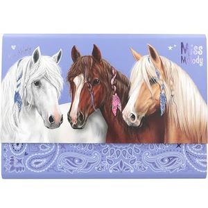 Depesche 12934 Miss Melody Bandana - briefpapier in paarse waaiermap, met paardenmotief, incl. 24 briefhoofden in 3 designs en 18 enveloppen