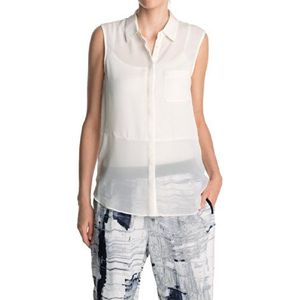 ESPRIT Collection Dames Regular Fit blouse van chiffon 064EO1F007, wit (Off White 103), 44