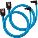 Corsair Premium SATA3-kabel, schuin/recht (6Gbps, 60 cm 90 graden), met ommanteling, blauw