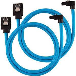 Corsair Premium SATA3-kabel, schuin/recht (6Gbps, 60 cm 90 graden), met ommanteling, blauw