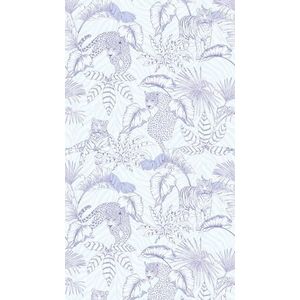 Livingwalls Vliesbehang - luipaard behang in wit, blauw en paars - wandbehang voor verschillende ruimtes - wandafbeelding XXL 2,80 m x 1,59 m