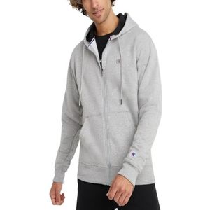 Champion Men's Powerblend Full Zip Hoodie, Oxford Gray, Large