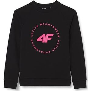 4F Sweatshirt F637 Deep Black MEISJES 122, Diepzwart, 7 Jaar