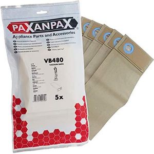 Paxanpax VB480 compatibele papieren zakken voor Trewax RX30, UPV550 Qualvac Upright Nilfisk GU350A Premiere UV160 Truvox Evolution Kärcher CW30 serie (5 stuks)