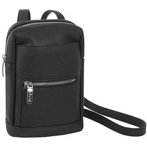 COMIX U - Kleine schoudertas met ritssluiting, multifunctioneel: sleutelhouder, smartphone, hoofdtelefoon, 15 x 22,5 x 5,5 cm - zwart