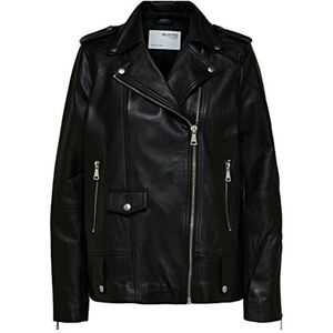 SELECTED FEMME Women's SLFMADISON Leather Jacket NOOS lederen jas, zwart, 36, zwart, 36