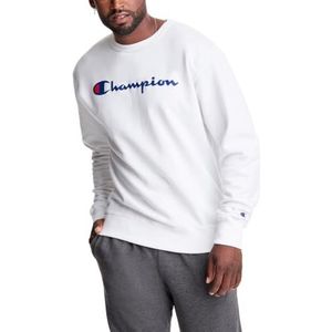 Champion Powerblend Fleece Crew sweatshirt met C-logo voor heren, Wit, XXL tall