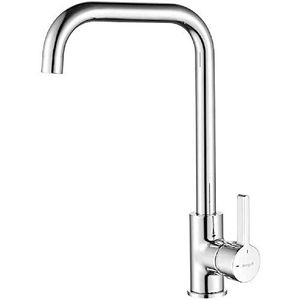 Ibergrif M22105, Keukenkraan met 360° Draaibare en Koudstart, Eengreepsmengkraan Spoelbak Kraan Keuken, Messing, Chroom, Zilver