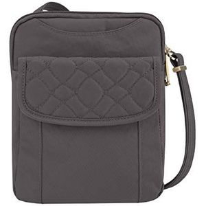 Travelon Dames Anti-diefstal Signature Gewatteerde Slim Pouch Travel Schoudertas (pak van 1), Rook, 7 x 9 x 2, Travelon Anti-diefstal Signature Gewatteerde Slim Pouch
