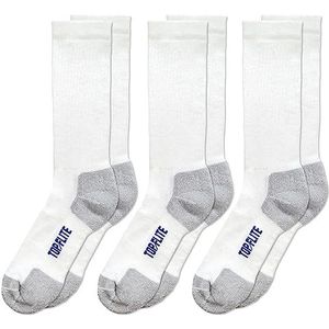 Top Flite Men's Coolmax Seamless Sport Ribbed Crew Socks 3 Pair Pack, White/Grey, Large