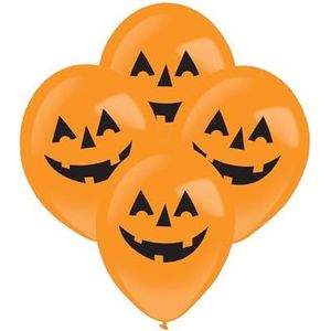 LED Ballonnen Pompoenen Halloween decoratie 4 stuks oranje-zwart
