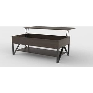 Novilla W-vorm Lift Top salontafel met grote verborgen opslag, 3 Tier theetafels voor woonkamer, industri�ële stijl metalen frame, verstelbare tafelpoten, waterdicht en krasbestendig, zwart