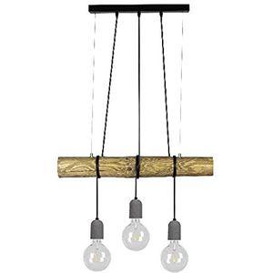 Homemania HOMBR_0284 Hanglamp, plafondlamp, hout, metaal, cement, zwart, 70 x 8-12 x 140 cm