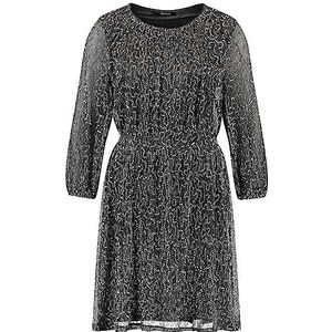 Taifun Geplooide jurk voor dames, met paillettenzier, ballonmouwen, elastische mouwzoom, 3/4 mouwen, gebreide plisséjurk, effen, Coal Grey, 34