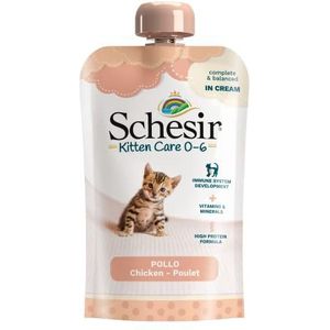 Schesir Cat Kitten Cream Kip - natvoer voor jonge katten - kippencrème kattenvoer nat graanvrij, met veel eiwitten, vitaminen en mineralen (20 x 150 g zakjes)
