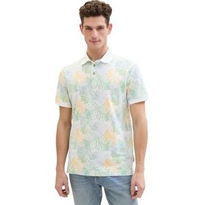TOM TAILOR Poloshirt voor heren, 35093 - Wit Multicolor Leaf Design, 3XL