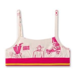 Sanetta Meisjesbustier Roze| Comfortabele en aangename bustier voor meisjes van katoenmix. Ondergoed met geweven band en opvallende tekst print | bustier voor meisjes, roze, 152 cm