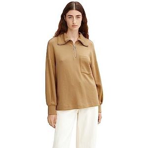 TOM TAILOR Dames Troyer sweatshirt 1032616, 27841 - Soft Light Camel, S