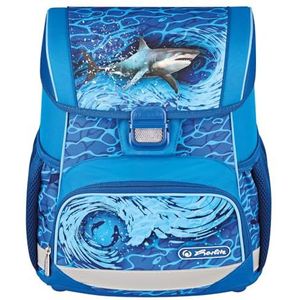 Herlitz Unisex Kids Loop Blue Shark schooltas, veelkleurig, M, veelkleurig, M