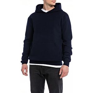 Replay Herenpullover met capuchon, relaxed fit, 088 Deep Blue, XXL