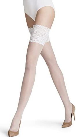 FALKE Seidenglatt licht glanzend ultra transparant 15 Denier stay-up kousen dames wit - Maat 10.5-11