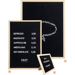 Securit Letterbord 60 x 80 cm van natuurlijk hout en vilt - bevat 360 letters, cijfers, symbolen en een wandmontageset