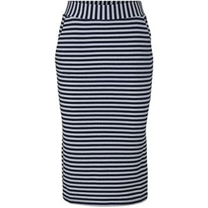 TOM TAILOR Dames Midi rok van jersey 1030359, 29275 - Navy White Structure Stripe, 34