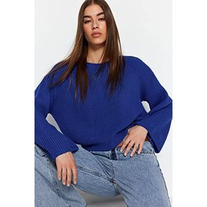 Trendyol Dames oversized gebreide trui, Sax, S, Sax, S