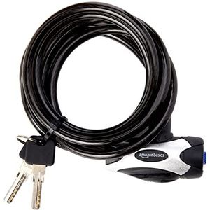Amazon Basics Fietsslot, verstelbaar, met kabel, 183 cm, 1 stuk, zwart
