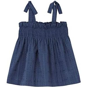 Gocco Blauwe Plumeti blouse met bandjes en BOR meisjes, Medium Blauw, 5-6 Jaren