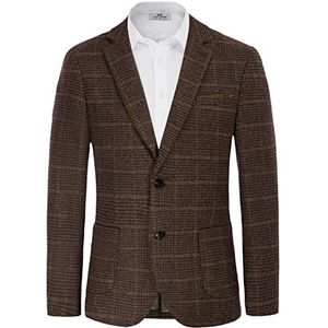 Britse tweed visgraat blazer van wolmix, sportjack, Wijn rood, XL