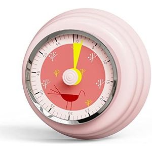 Tiergrade Keuken Timer, Herinnering Timer 360 graden roterende mechanische timer, visuele timer terug countdown keuken timer koelkast magnetisch om te koken, leren (roze vogel)