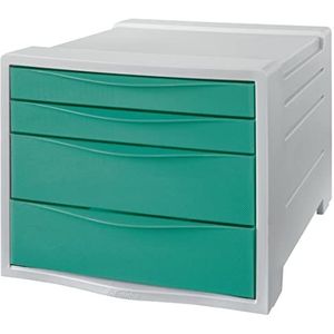 Esselte Ladenblok, Organiser met 4 Laden voor Bureau, Laden voor Papieren en Kantoorbenodigdheden, Voor Thuis en op Kantoor, Reliëfpatroon, Colour'Breeze Assortiment, Groen, 626285