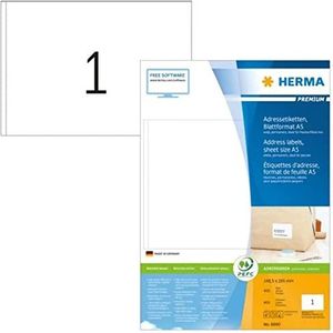 HERMA 8690 universele etiketten A5 (148,5 x 205 mm, 400 velle, papier, mat) zelfklevend, bedrukbaar, permanente klevende adreslabels, 400 stempeletiketten voor printer, wit