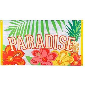 Boland 52489 - vlag Paradise, grootte 90 x 150 cm, van polyester, banner met motief, decoratie, Hawaii, strandfeest, carnaval, themafeest, verjaardag