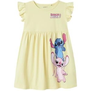 NAME IT Meisjes Nmfassa Stitch Ss Dress Wdi, Lemon Meringue, 104