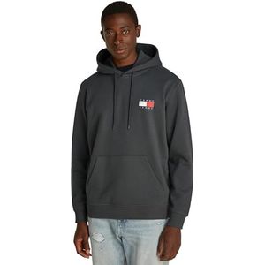 Tommy Jeans TJM REG ESSENTIAL FLAG HOOD EXT DM0DM20738 Pullover Hoodie, Grijs (New Charcoal), 5XL, Grijs (Nieuwe Houtskool), 5XL grote maten