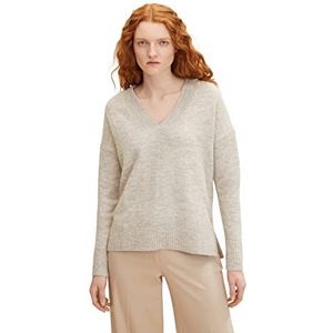 TOM TAILOR Denim Dames Basic trui met V-hals 1033309, 30224 - Cloud Grey Melange, XXL