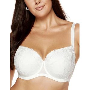 Gorteks Lingerie Cherie-B4 95B, gevoerde beha, geborduurde beugelbeha, grote maten, comfort, elegant, praktisch, crème, crème, 95B