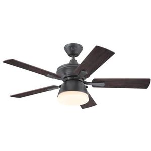 Westinghouse Lighting 7316240 Nevada plafondventilator voor binnen en buiten, traditioneel ijzer, 105 cm, met mat opaalglas