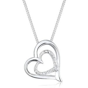 Diamore damesketting met hanger hart 925 zilver gerhodineerd diamant (0,02 ct) wit rond geslepen 45 cm - 01058424242424_45