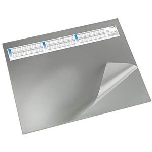 Läufer 44653 Durella DS bureauonderlegger met transparante onderlegger en kalender, antislip bureauonderlegger, 52 x 65 cm, grijs