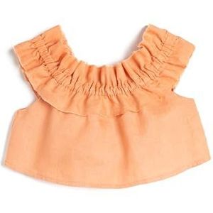 Koton Meisjes Linen Crop Shoulder Off Ruffle Detail Blouse, terracotta (km1), 11-12 Jaar