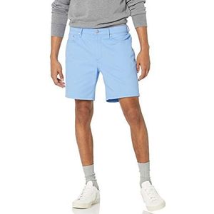Amazon Essentials Men's Korte broek van stretchstof met 5 zakken en binnenbeenlengte van 18 cm, Licht Blauw, 34