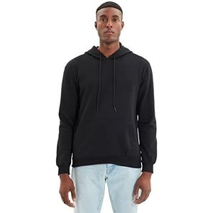 Trendyol Heren Black Regular Fit Hooded Sweatshirt, XXL