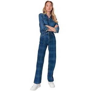 Trendyol Vrouwen Jonge Hoge Taille Wijde Pijpen 90's Wijde P, Blue, 60