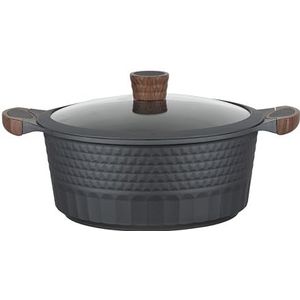 RESTO Gegoten aluminium kookpan soeppan braadpan - voor alle warmtebronnen - pan met hittebestendig glazen deksel en zachte grip, in geschenkdoos / (diameter 28 cm, h=12,5 cm)